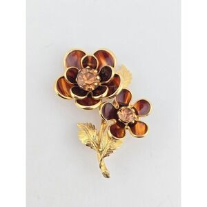 Vintage Gripoix Faux Tortoise‎ Shell Floral Brooch